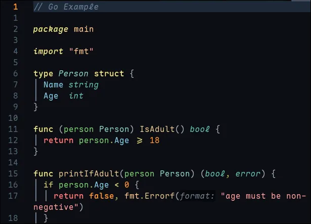 Comments, LSP inlay hints, preprocessor information, and typedefs rendered in italics to distinguish supporting context from primary code